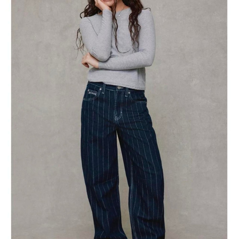 Urban Outfitters Striped Baggy Barrel Jeans
